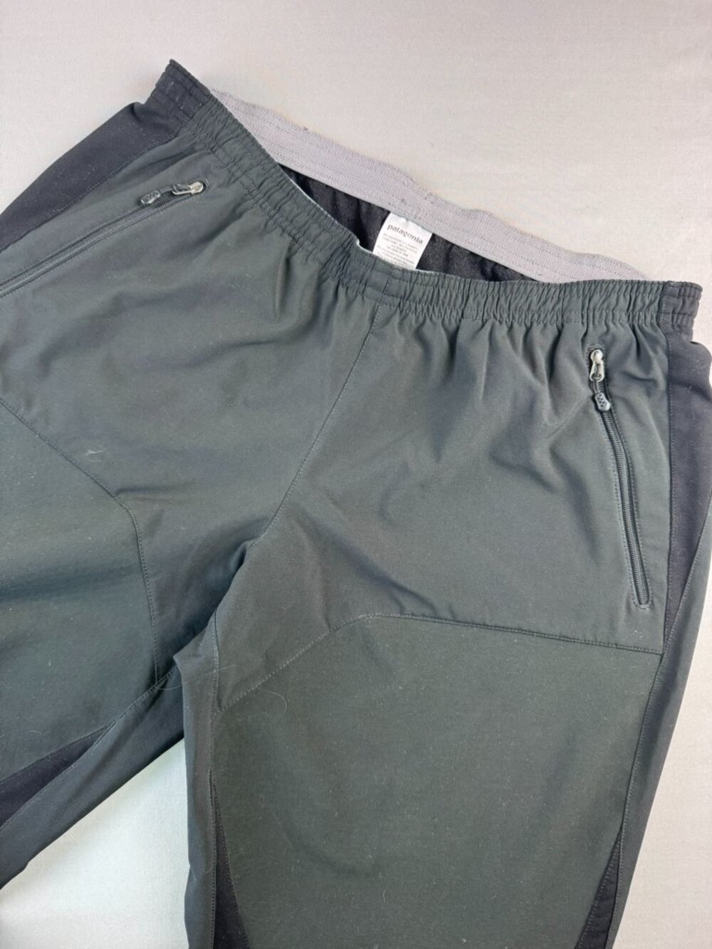 Patagonia L Black Technical Pants Elastic Waist Zippered Ankles Outdoors Hiking